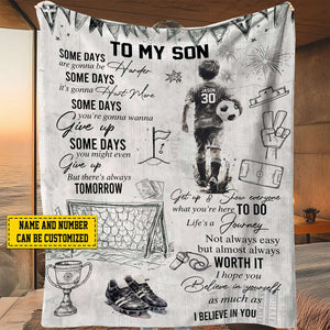 Personalized Soccer Kid Fleece Blanket - Gift For Son,Grandson Soccer Lovers