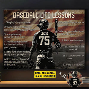 Personalized American Baseball Life Lesson Poster-Gift For Baseball Lovers