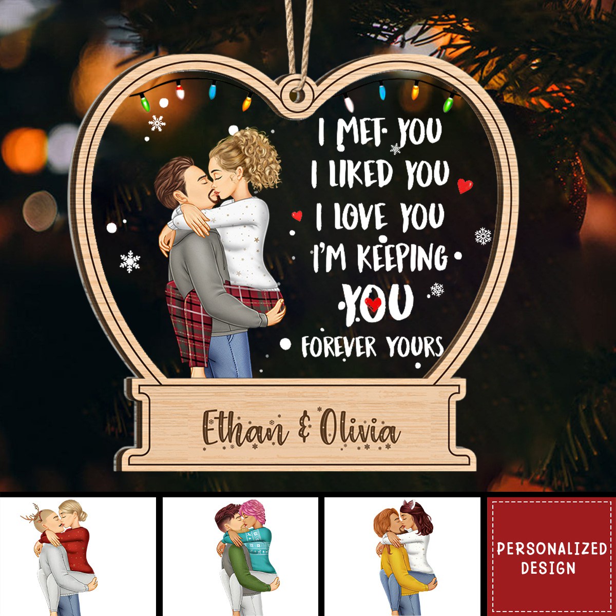 2024 New Release Christmas Couple Forever Yours - Gift For Couples - Personalized 2-Layered Mix Ornament