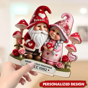 Mushroom Old Couple-Personalized Wooden Standing-Valentine's Day Gift for him,her