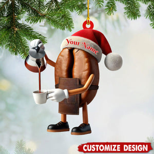 Personalized Coffee Bean Christmas Ornament-Gift for Coffee Lover-2024 New Release