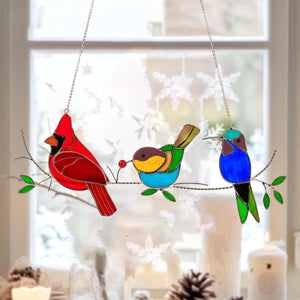 Stained Glass Humming Bird Suncatcher - Gift For Bird Lovers