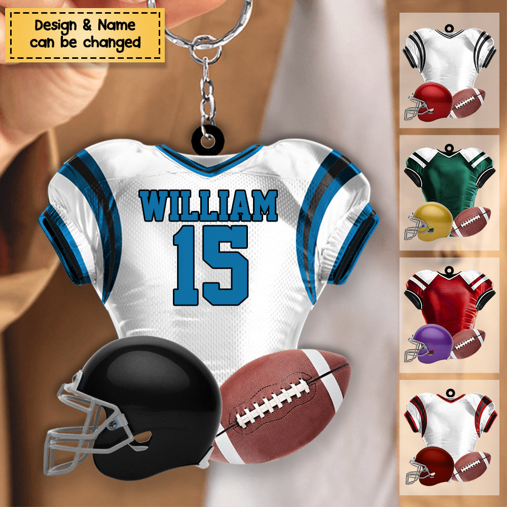 Football Player Uniform Personalized Acrylic Keychain - Gift For Football Lovers