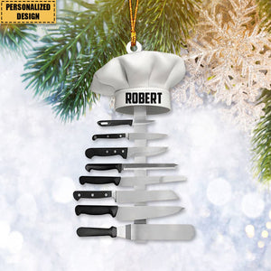 Personalized Chef Hat Knife Shaped Christmas Ornament-Gift for Cooking Lover-2024 New Release