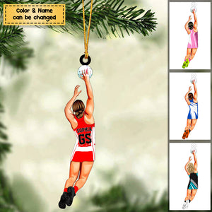 Personalized Netball Player Acrylic Christmas/ Car Hanging Ornament