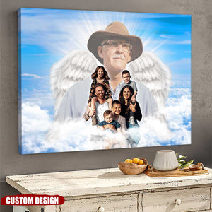 Add Angel Wings to Lost Loved One - Personalized Family Portrait Poster, Memorial Gift For Family