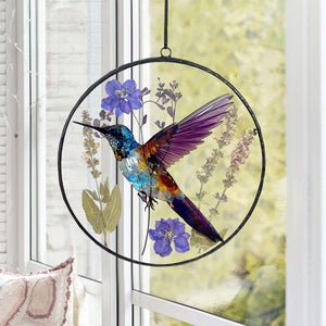 Dried Flower Hummingbird Suncatcher-Gift for Friends,Family