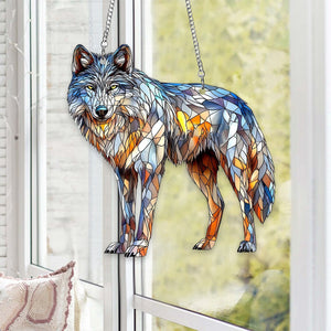 Wolf Acrylic Window Suncatcher - Gift For Wolf Lovers