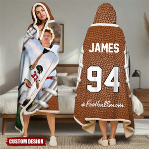 Personalized Photo Wearable Blanket Hoodie - Gift For Soccer,Volleyball,Football Lovers