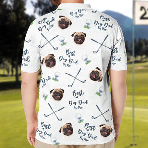 Best Dog Dad By Par - Personalized Photo Polo Shirt