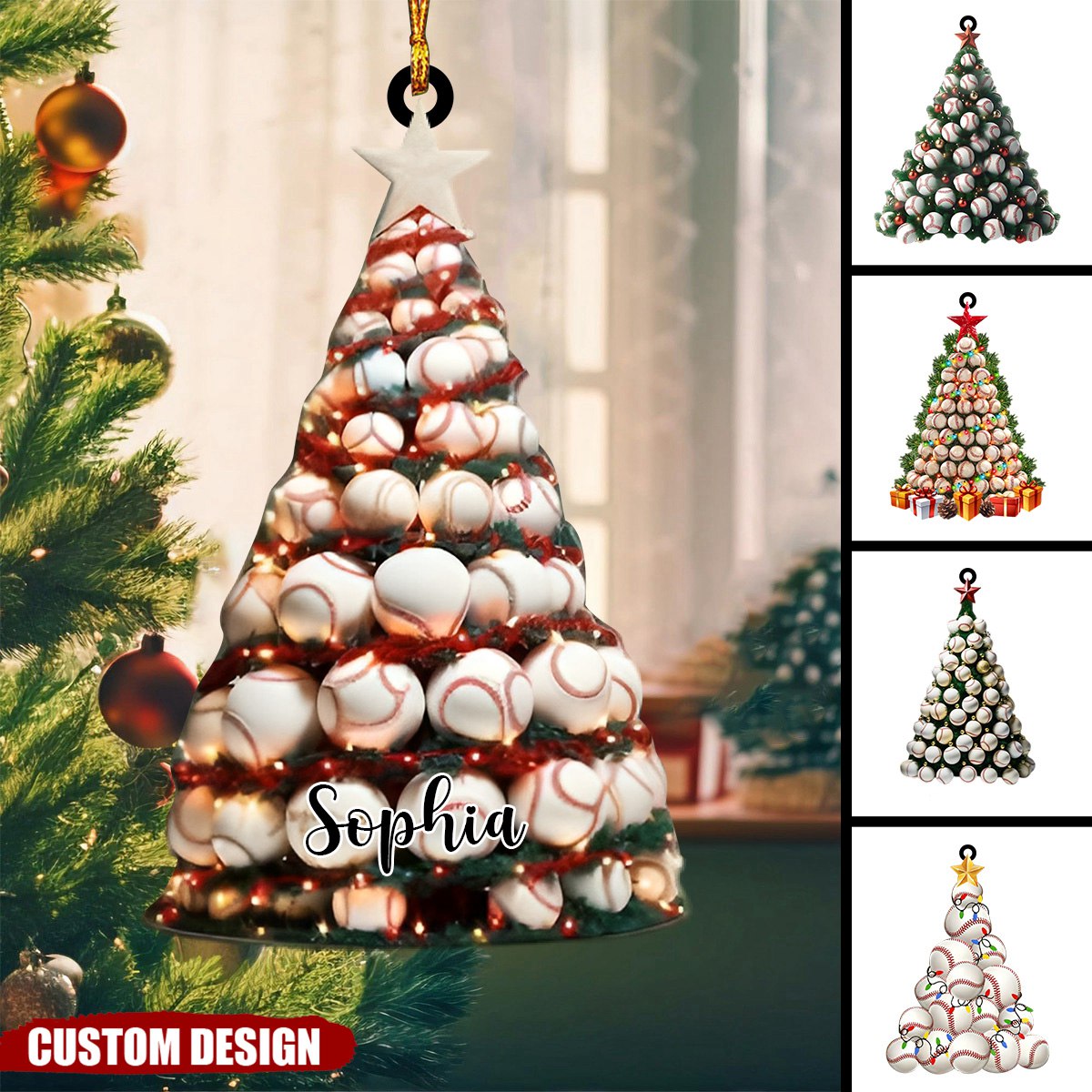 Personalized Baseball Christmas Tree Ornament Gift For Baseball Lover-2024 New Release