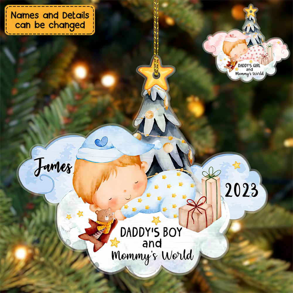 Christmas Gift For Newborn Baby Daddy And Mommy's World Personalized Ornament