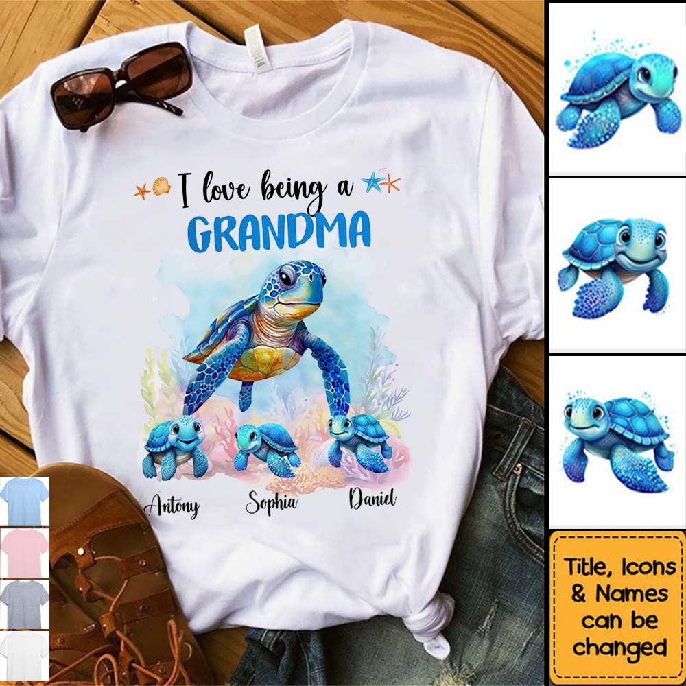 Gift For Grandma I Love Being A Grandma Sea Turtle Ocean Personalized ...