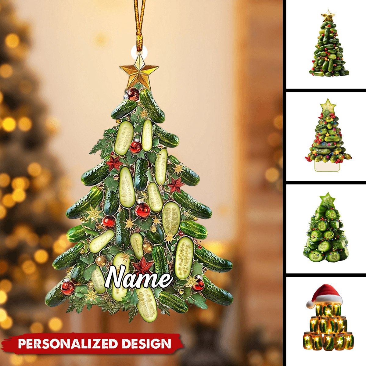 Personalized Pickle Christmas Ornament-Gift For Pickle Lover-2024 New Release