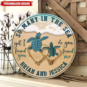 Couple Sea Turtle-Personalized Wooden Sign-Valentines Holiday Gifts For Lover