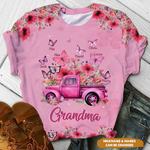 Personalized Pink 3D T-shirt Custom Kids For Grandma