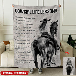 Personalized Cowgirl And Coeboy Blanket-Gift For Horse Lovers