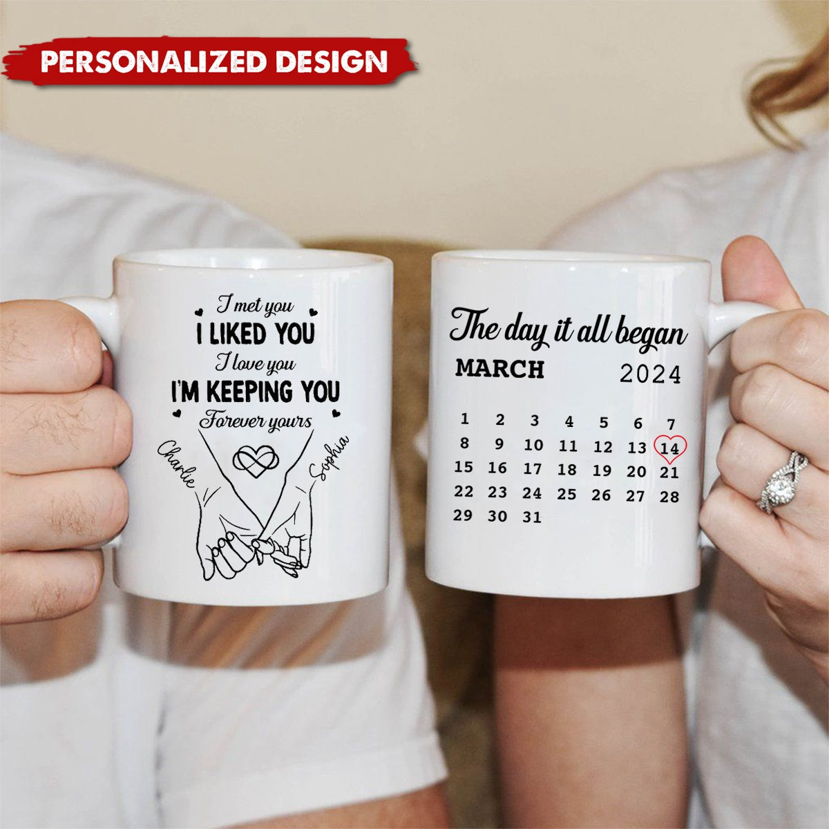 Couple Hand in Hand-Personalized Mug-Anniversary Gift For Couple