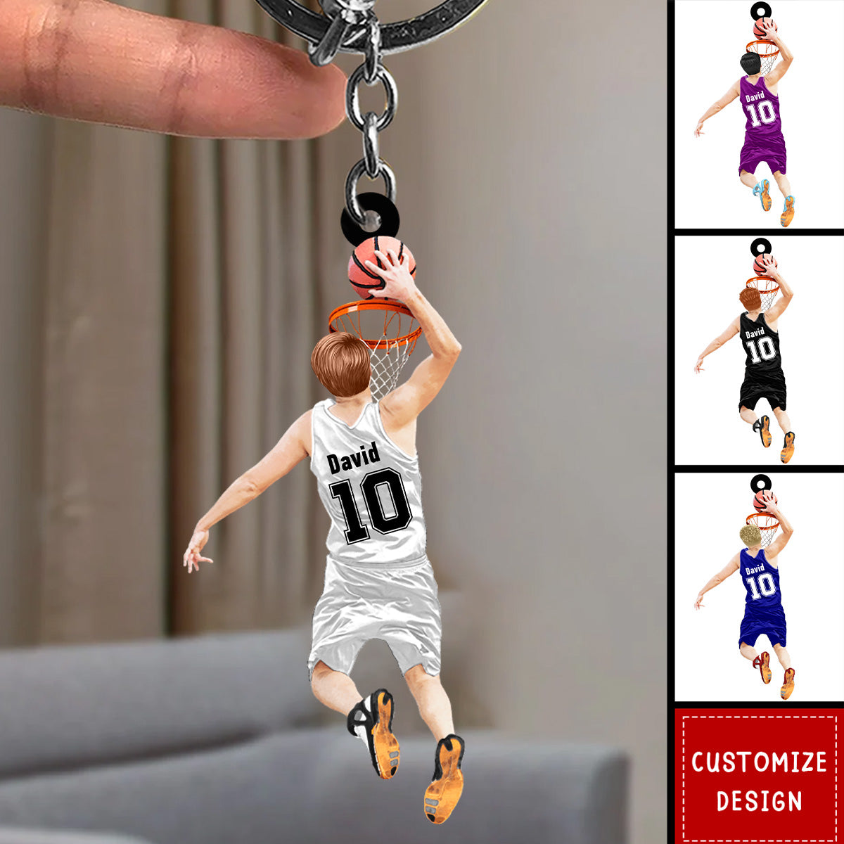 Personalized Basketball Player Jumping Dunking Keychain-Gift For Basketball Lovers