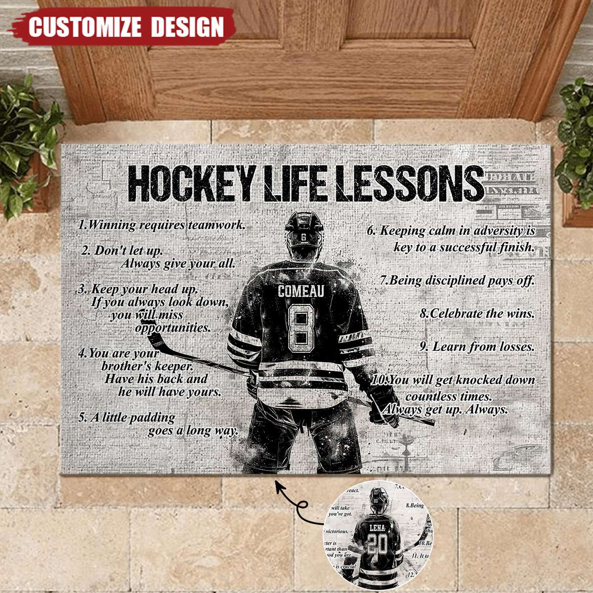 Personalized Hockey Life Lessons Doormat - Gift For Hockey Lovers