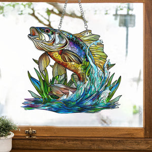 Bass Fish Window Hanging Suncatcher Ornament Gift For Fishing Lover