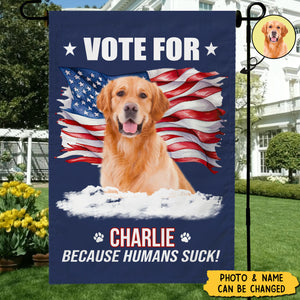 Custom Photo Talk Is Cheap, Voting Is Free - Dog Personalized Flag - Gift For Pet Owners, Pet Lovers