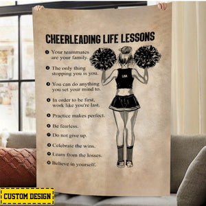 Personalized Cheerleading Girl Life Lessons Blanket,Gift For Cheerleading Lovers