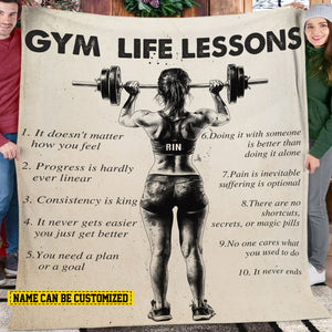 Gym Life Lessons-Personalized Gym Girl Blanket-Gift For Gym Lovers