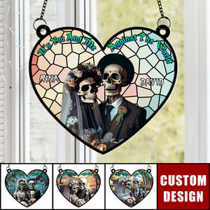 Til Death Do Us Part - Personalized Skull Couple Window Hanging Suncatcher