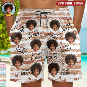 I Love My Wife Custom Photo - Personalized Unisex Man Beach Shorts