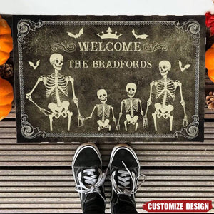 Personalized Skeleton Family Doormat -  Halloween Gift For Family