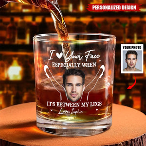 Love Your Face - Personalized Whiskey Glass-Gift For Couple