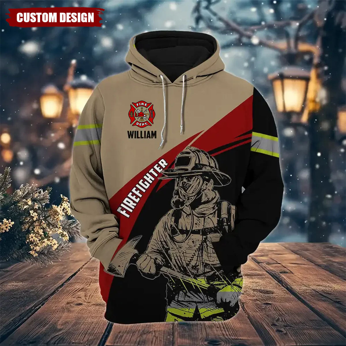 Personalized Firefighter Custom Name Fire Man Firefighter All Over Hoodie