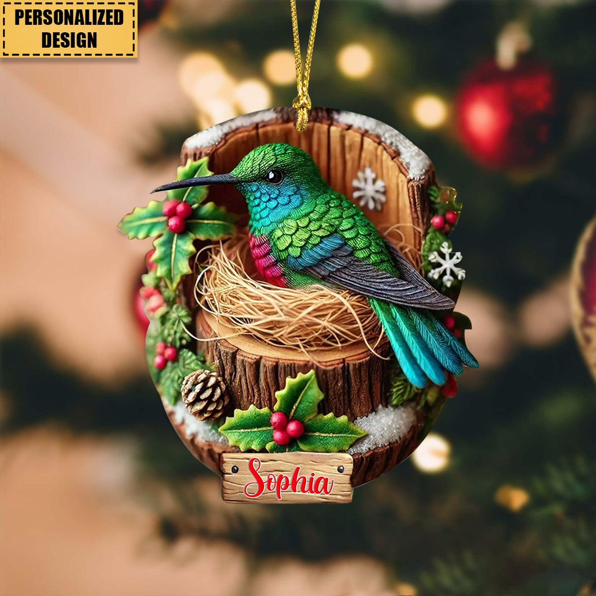 Personalized Name Hummingbird Christmas Ornament-Gift for Animal Lovers,Nature Lovers-2024 New Release