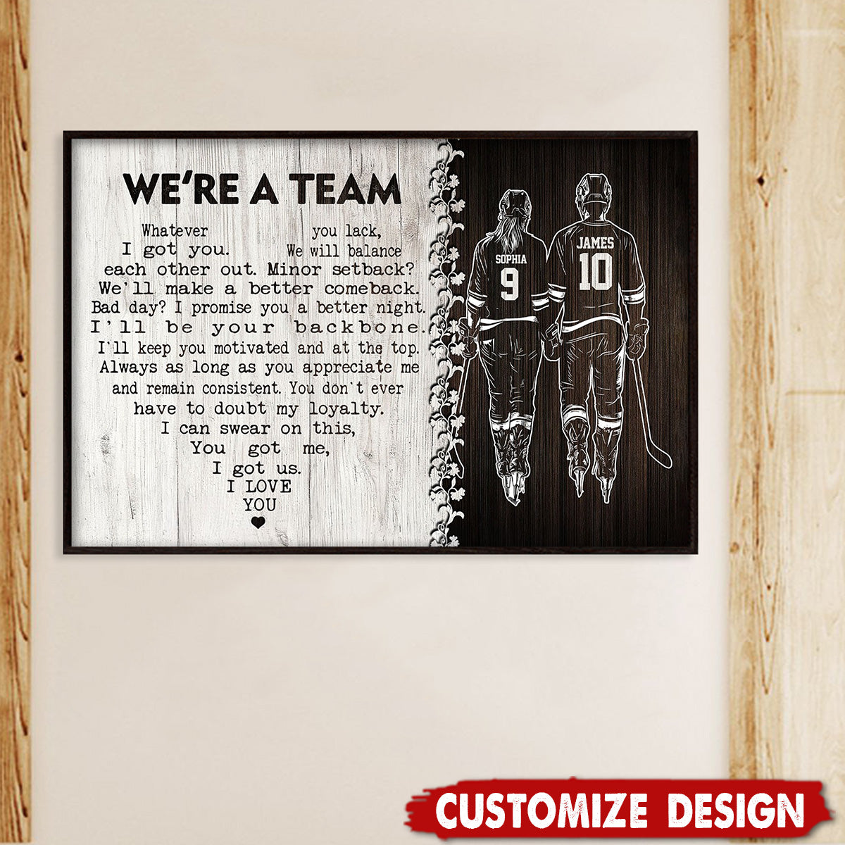 We're A Team-Personalized Romantic Hockey Couple Poster-Gift For Hockey-Loving Couple