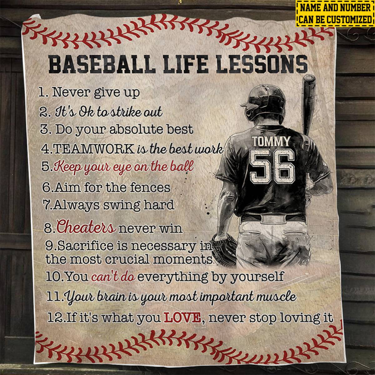 Personalized Baseball Boy Blanket, Baseball Life Lessons, Baseball Fleece Blanket - Gift For Male Baseball Lovers