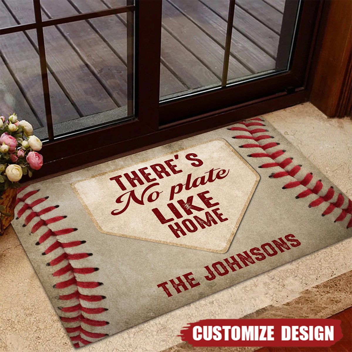 There's No Plate Like Home - Personalized Baseball Doormat