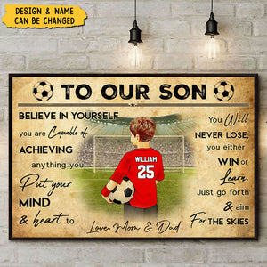 Believe In Yourself - Personalized Football, Soccer Poster, Gift For Football, Soccer Players