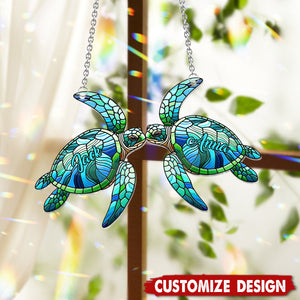 You & Me, We Got This - Personalized Turtle Couple Suncatcher Ornament, Gift For Couple