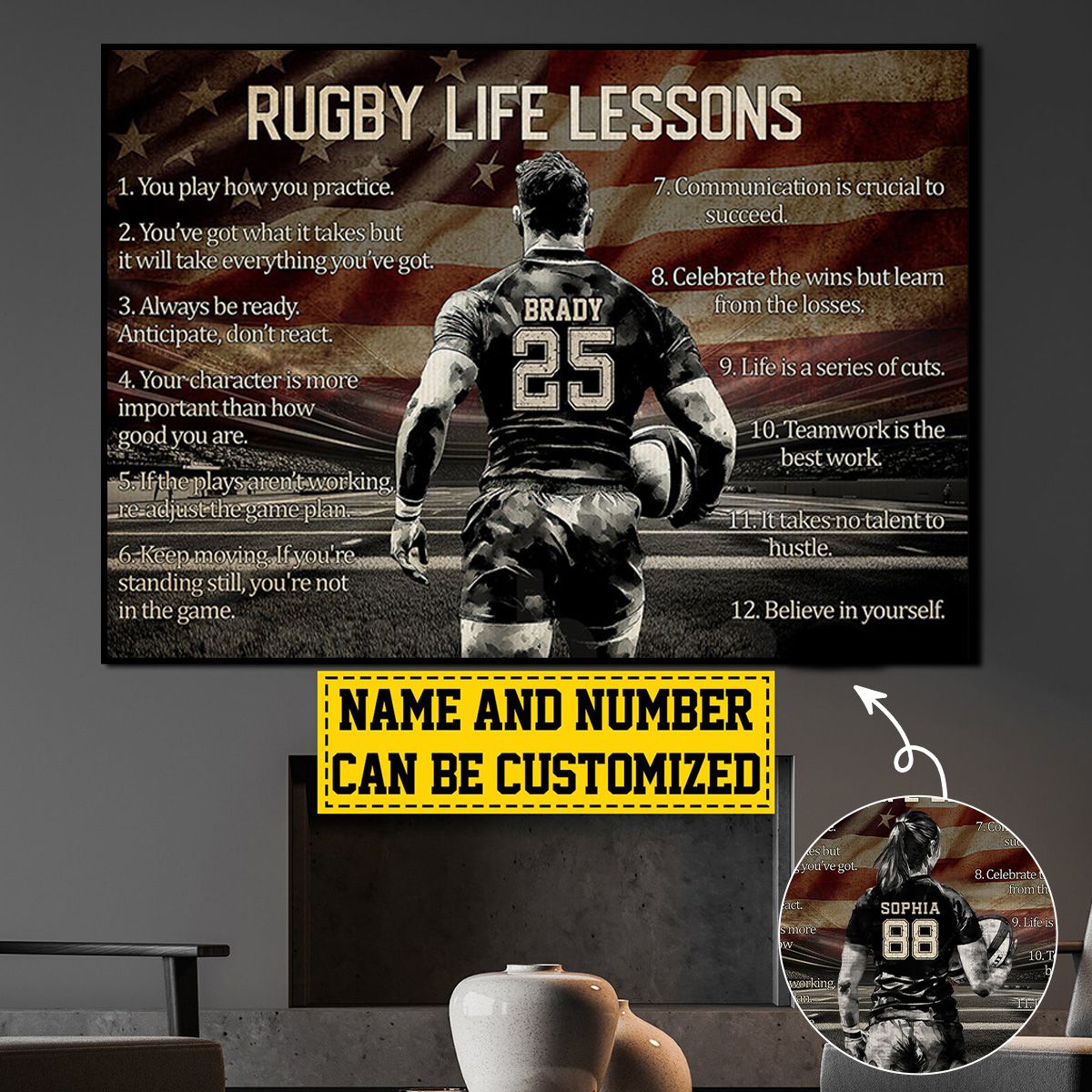 Personalized Rugby Life Lessons Poster-Gift For Rugby Lover