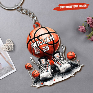 This Is My Basketball And Sneakers Personalized Acrylic Keychain, Gift For Basketball Lovers