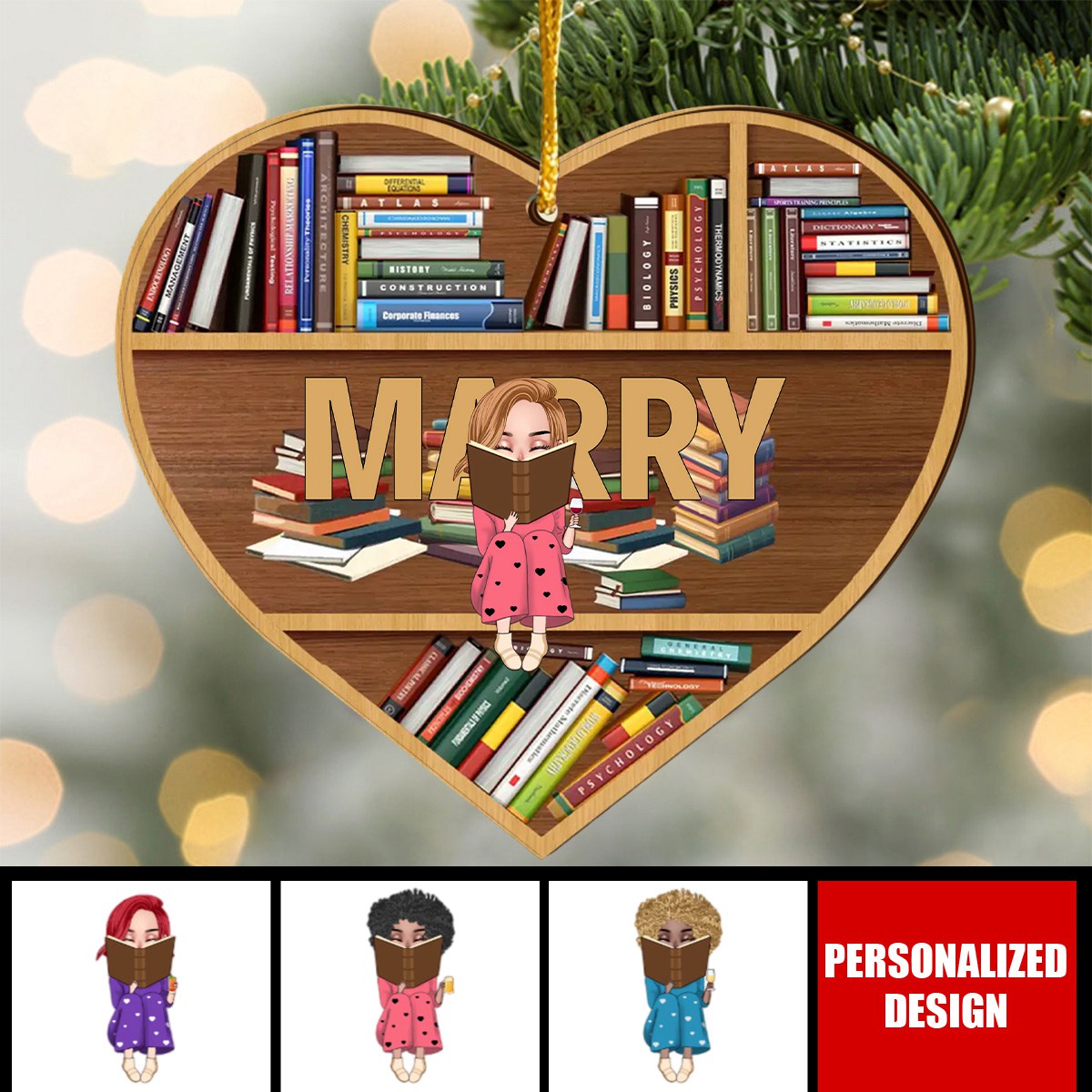 2024 New Release Reading Girl-Personalized  Wooden Ornament-Christmas Gift Idea For Book Lover