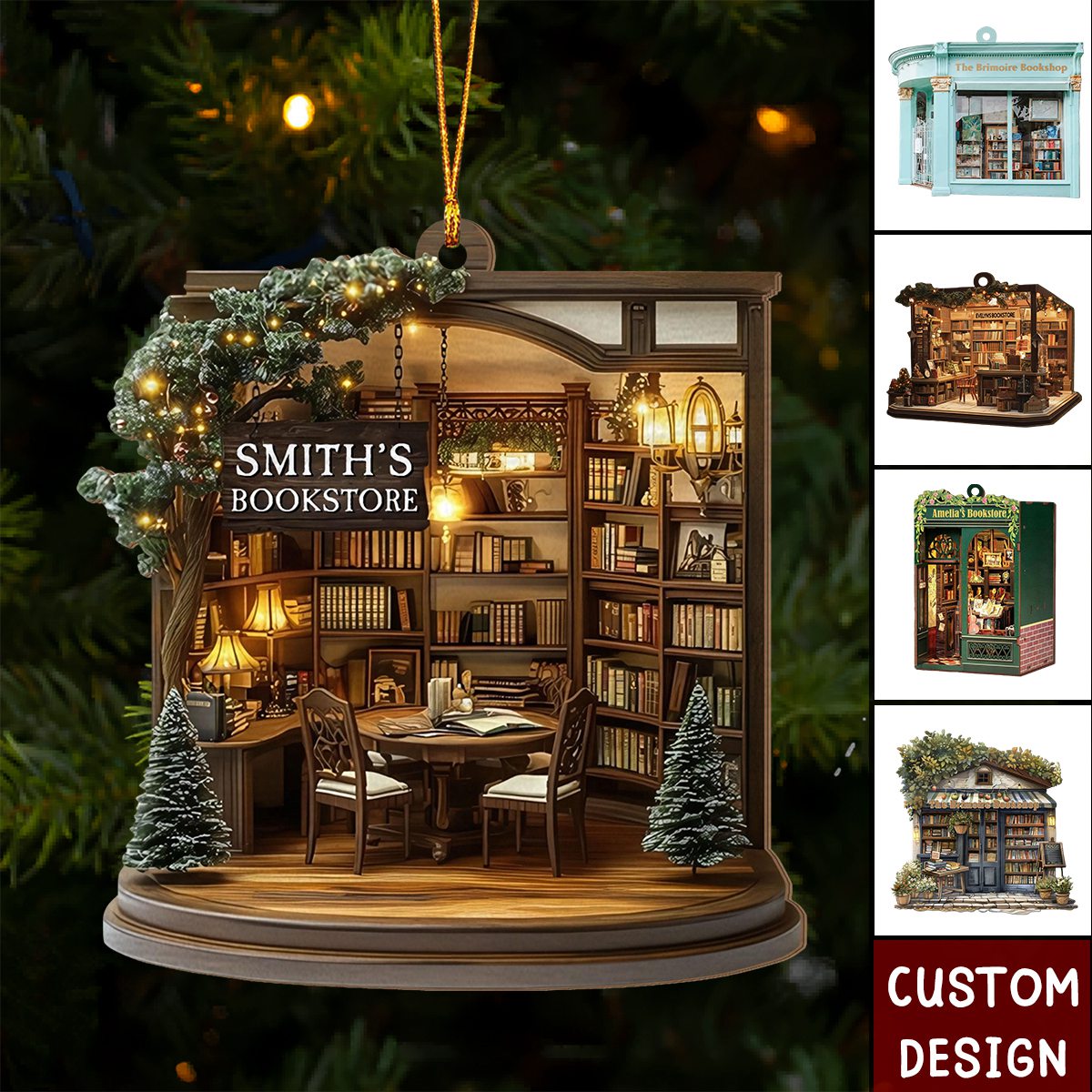 Personalized Bookstore Christmas Ornament - Gift For Book Lovers - 2024 New Release