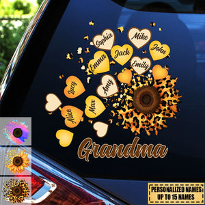 Grandma Mom Kids Sunflower - Gift For Mother, Grandmother - Personalized Sticker Decal