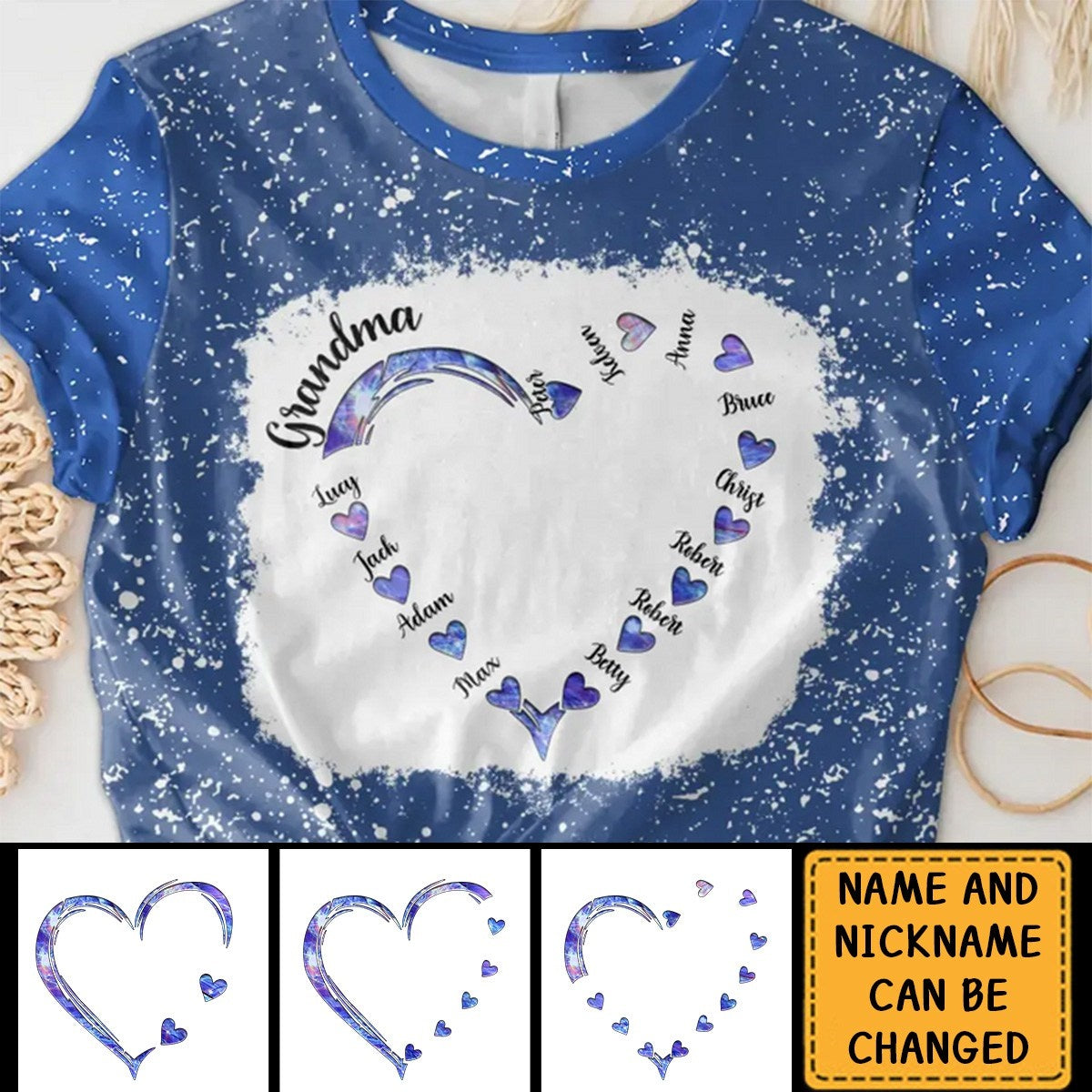 Custom Personalized Grandma Hearts T-shirt - Family Best Gifts For Mother's Day - Upto 10 Kids