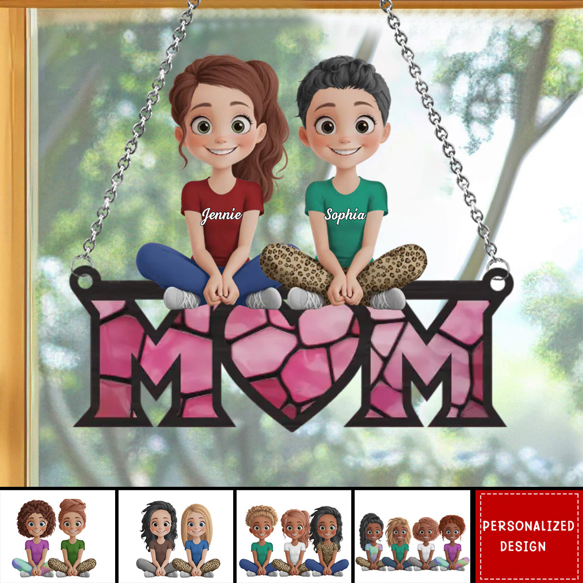 Where Mom Sits,Love Gathers-Personalized Suncatcher Ornament-Gift For Mom,Grandma