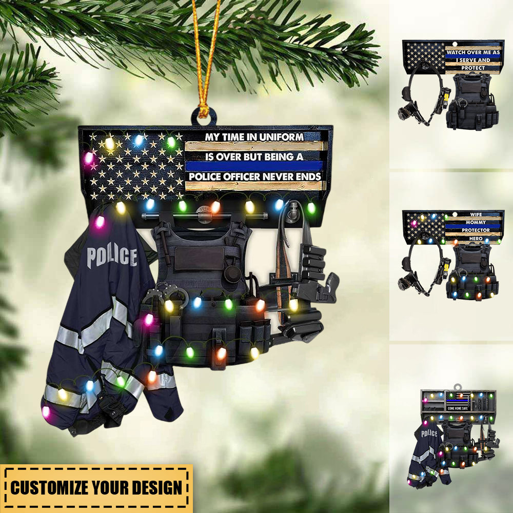 Police Husband Daddy Protector Hero - Personalized Christmas Ornament - Police PPE