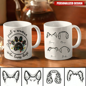 Christmas Paw Print Just A Girl Boy Who Loves Dogs-Personalized 3D Inflated Effect Printed Mug-Gift For Dog Lover