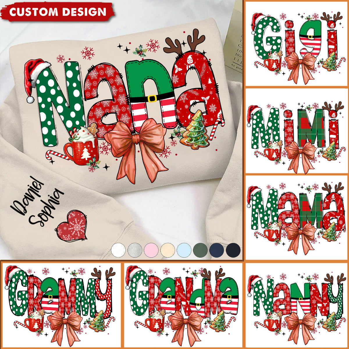 2024 New Release Personalized Christmas Blessed Grammy Nana Mimi Gigi And Grandkids Sweatshirt