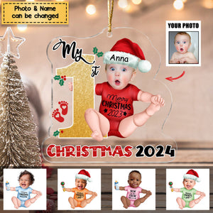 2024 New Release - Personalized Custom Acrylic Ornament from Photo - Baby Onesie - My First Christmas